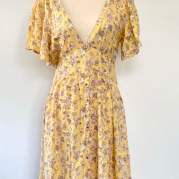 Auguste The Label Floral Yellow Dress - Size US 10 - Picture 1 of 4